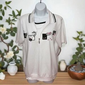 Koret Wear Ladies Sweater Size M White and Black Red Summer Beachy Embroidery